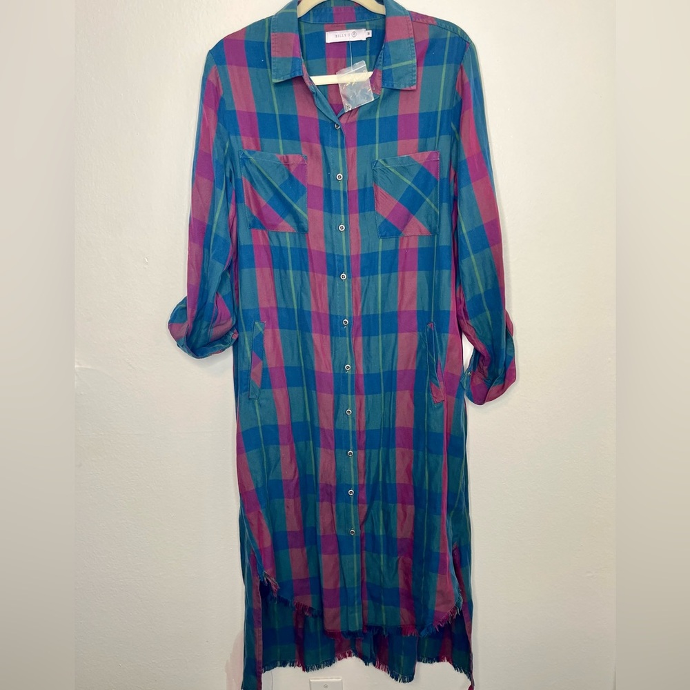 Billy T Plaid Long T-Shirt Dress
